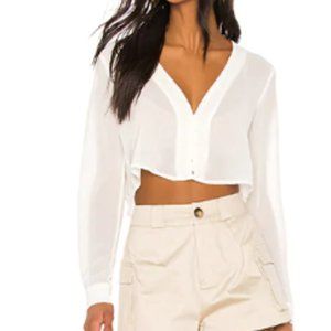 Sheer crop blouse off-white